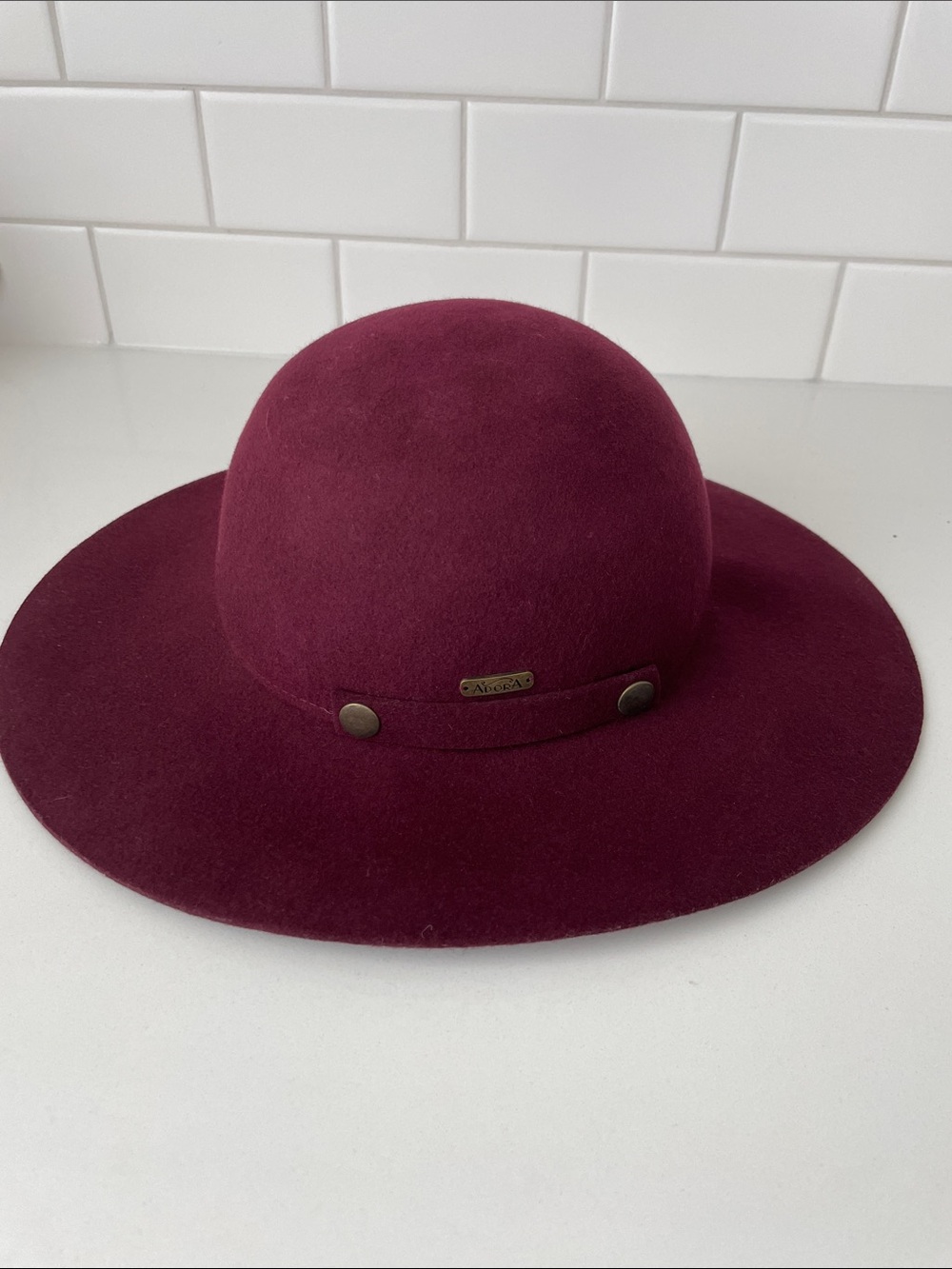 ADORA Wide Brim Wool Felt Hat - Burgundy
